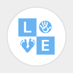 Baby boy baby hand and foot prints arrival card Magnet